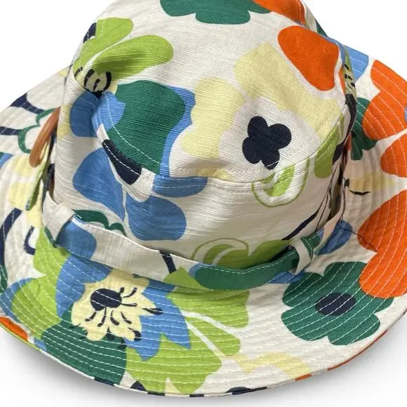 San Diego Hat Co Floral Bucket Hat Wood Buckle Retro Mod Pop Art Sun Hat - Picture 8 of 13